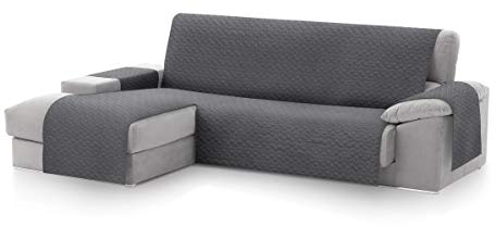 Textil-home Circus Chaise Longue SofaBezug, Schutz für Linke Arm Gesteppte Sofas. Größe -200cm. Farbe Grau (Vorderansicht)