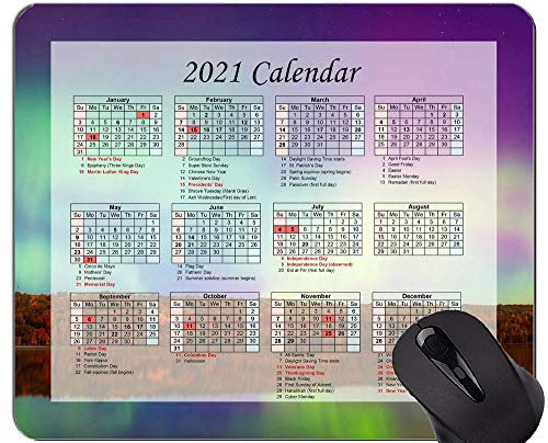 YENDOSTEEN Kalender 2021 Jahre Mouse Pad, Aurora Northern Lights Atmosphäre Office Mouse Pad