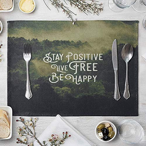 Bishilin Platzdeckchen Abwaschbar Antirutsch 40X30CM, Platzset Tischsets Stoff 2er Set Wald mit Englisch Spruch