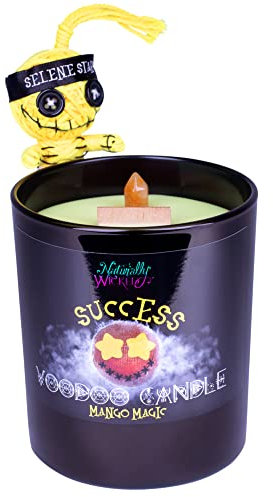 Naturally Wicked Voodoo Erfolgs Kerze | Inklusive Voodoo-Puppe und Kristallstab | Vegane Kristallzauber-Kerze