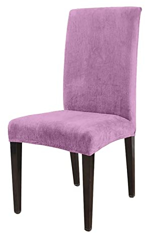 1/2/4/6 Stück Universalgröße Stuhlbezug Große Elastische Stuhlhussen Jacquard Stoff Und Samt Stoff Sitzbezug Für Esszimmer,Plüsch,Flieder,1 Stück