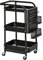 HOMCOM Desserte Chariot de Rangement pour Bureau en métal Chariot de Service à roulettes 3 Niveaux avec 2 Range-Couverts 4 Crochets dim.51,5L x 32l x 75,6H cm - Noir