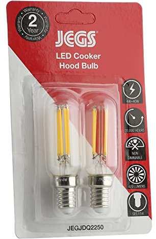 Masterpart LED Cooker Hood Lamps 4W Extractor Fan Bulbs Cool White Light E14 SES Pack of 2