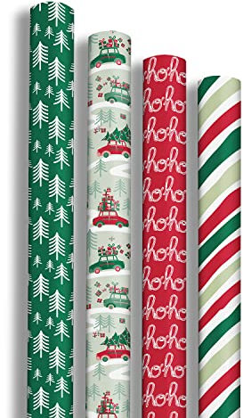 Clairefontaine 202084AMZC - Karton mit 12 Rollen Geschenkpapier Excellia 80g, 2x0,70m, ideal für Weihnachten, Hohoho, 1 Karton