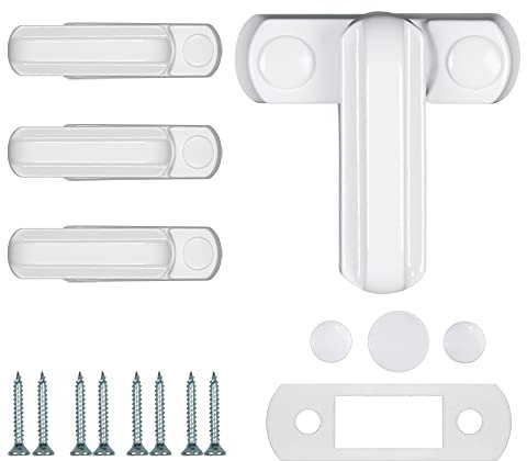Sash Blocker Window Jammer Black Strong Zinc Cast Alloy Extra Security Locks for UPVC/PVC Door/Window Restrictor Lock Home Security (White, 4pcs)