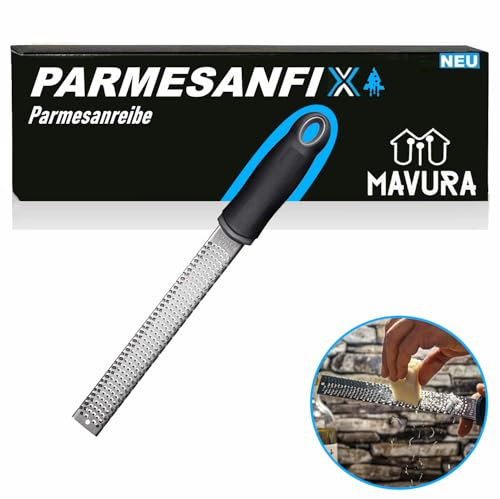 PARMESANFIX Edelstahl Parmesanreibe Handreibe Käse Küchenreibe Reibe Zestenreibe