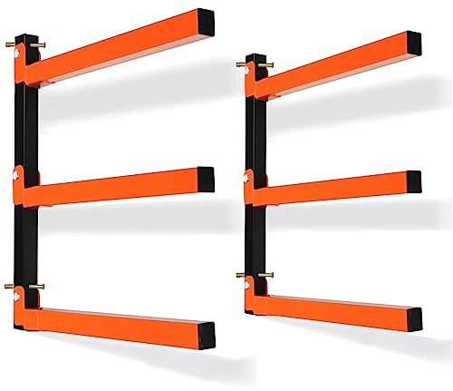 Thanaddo 3-Level Metal Wall Mount Lumber Storage Rack Wood Organizer Rack Lumber Rack Metal Rack Indoor & Outdoor (2PACK)