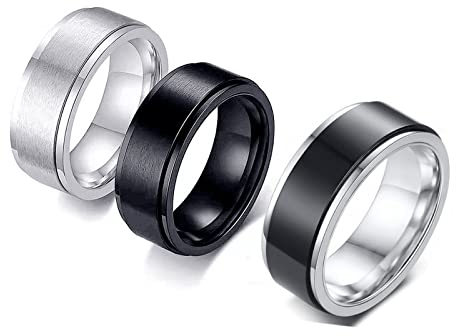 Colrid 3 Stück Spinner Ringe Edelstahl, Herren Fidget Anxiety Ringe, Moon Star Dots Frauen Ring Stressabbauende Ring