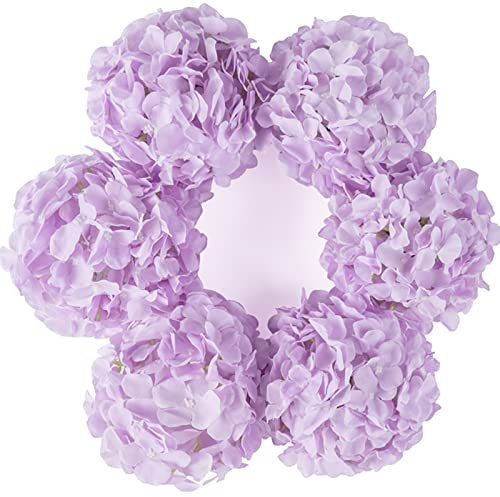 DuHouse Hortensien Kunstblumen, künstliche Blume Seide Hortensie mit Stiel, 22cm Fake Hortensien Blumen Köpfe für Hochzeit nach Hause Garten Mittelstück Dekorationen, 6 Stück(lila)