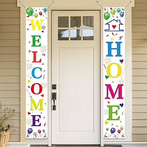 Koliphy Welcome Home Deko, Willkommen Zuhause Tür Banner für Heimkehr, Familie Rückkehr Familienfeiern Party Dekoration, Weiß Welcome Home Banner, 70.8 x 11.8Zoll