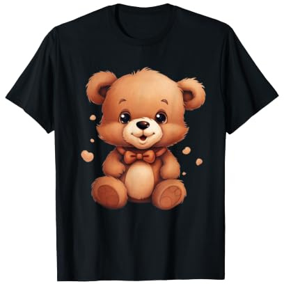 Teddy Bear Kawaii Cute Brown Tan Cartoon Happy Beige Retro T-Shirt