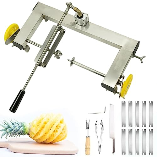 QUTBAG Pelapatate Manuale per Ananas, Macchina per pelapatate a manovella per Ananas in Acciaio Inossidabile, Kit per pelapatate per Uso Domestico, Ristorante, Bar, supermercato A