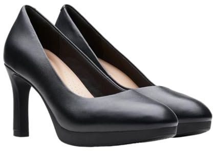 Clarks Womens Ambyr2 Braley Pump, Black Leather, 6 UK