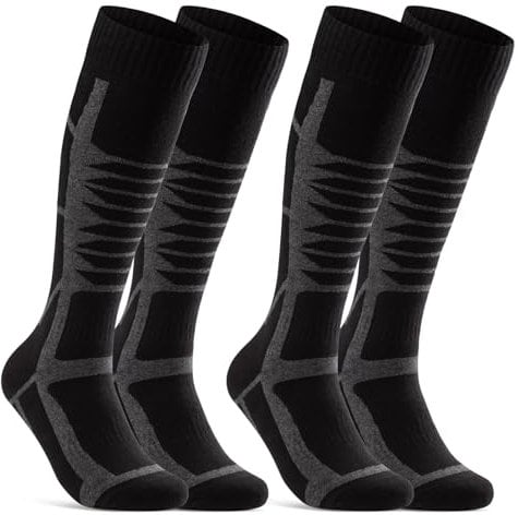 2 Paar Skisocken Herren & Damen Ski Kniestrümpfe 34175 WP (Schwarz 43-46)