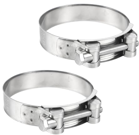 JNNJ 2 Pezzi Morsetto Di Scarico per Moto, 44-47mm Morsetto a T in Acciaio Inox 304, Morsetto per Tubo Di Scarico per Moto in Acciaio Inossidabile, Per La Costruzione, Camion, Marina E Scarico Moto