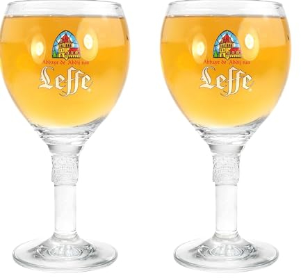 TUFF LUV Leffe - Set di 2 bicchieri da birra belga da mezza pinta a bordo nucleato, 2 pezzi, M104, 2XM104_SMALL