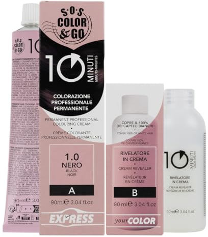 Sos Color&Go set colorazione professionale permanente in 10 minuti - 1.0 Nero