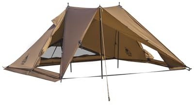 OneTigris Platoon Zelt 2 Personen wasserdicht 3000 mm, Tipi Zelt Outdoor mit Vorzelt, 4 Jahreszeiten Camping Zelt mit Zwei Zeltstangen für Auto-Camping, Motorrad-Camping, Abenteuer