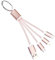 Tranzmtz - Keyring Multi USB 3A Fast Charging 3-in-1 Short Keychain Cable with USB Type C/USB/Micro USB/Phone Connectors - for Smart Phones Tablets and More (Pink)