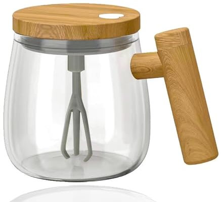Self-Stirring Coffee Mug, Glass Electric High Speed Automatic Rotating Mug With Lid, 400ml Battery Operated for Coffee/Milk/Protein Powder at Your Desk