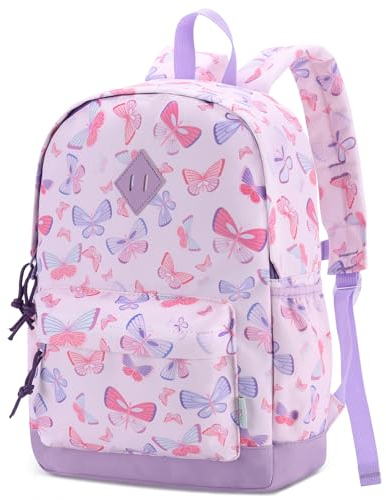 VASCHY Rucksack für Kinder, Schulranzen für Jungen, Kindergarten, 4 – 6 Jahre, niedlich, leicht, wasserdicht, Dinosaurier, Einhorn, für A4, Vorschule, mit Brustgurt, Rosa - Papillon Rose, One Size