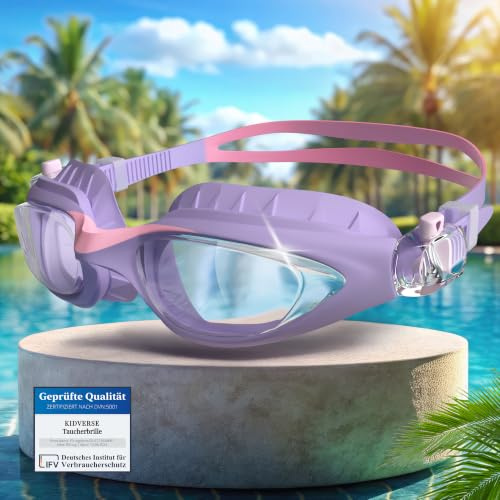 KIDVERSE Schwimmbrille Kinder - Bequeme Taucherbrille Kinder 3 Jahre bis 13 - Geprüfte Kinderschwimmbrille mit UV-Schutz & Antibeschlag Schutz - Schwimmbrille Mädchen & Jungen