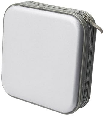 ZONADAH Étui de protection pour CD/DVD - 40 capacités - Étui de transport rigide - Étui de transport - Porte-monnaie - Organiseur de stockage de disques DJ - Argenté, argenté, Bouchons d'oreilles