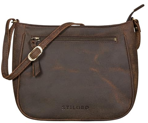 STILORD Samira Handtasche Leder Frauen zum Umhängen Vintage Umhängetasche für Damen-Tasche Abendtasche Elegante Echtleder Tasche Farbe:Austin - braun