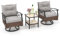 COSTWAY Rattan Gartenmöbel Set, Balkonmöbel inkl. 2 Schaukelstühle mit Drehfunktion, Kissen & Tisch, Balkonset, Terrassenmöbel, Gartengarnitur, Sitzgruppe für Garten, Balkon, Terrasse