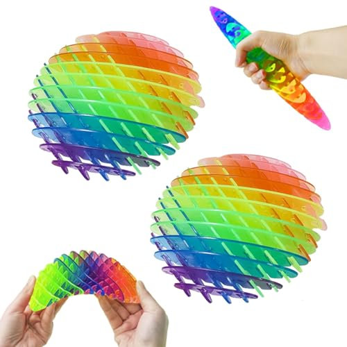 2 Pieces Fidget Wurm Spielzeug,Stressabbau Spielzeug,Bunt Worm Fidgets Toy, Stressabbau Twisty Wurm Flexibles, Sensorisches Stressabbau, für Kinder und Erwachsene