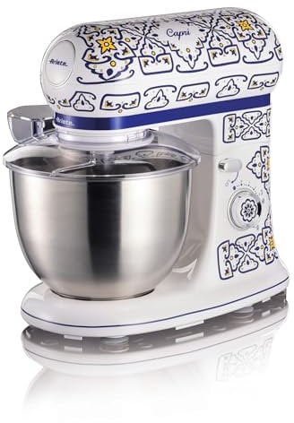 Ariete 1588 Amasadora Planetaria - Pan, pizza y postres - 7 Velocidades - 3 Batidores - 5,5 Litros - Acero Inoxidable - 2400 Vatios