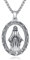 YEESIA Halskette der Jungfrau Maria, 925er-Sterlingsilber, ovale Maria-Wundermedaille, Halskette mit Anhänger „Unsere Liebe Frau von Guadalupe“, religiöser Schmuck, Geschenke für Männer und Frauen