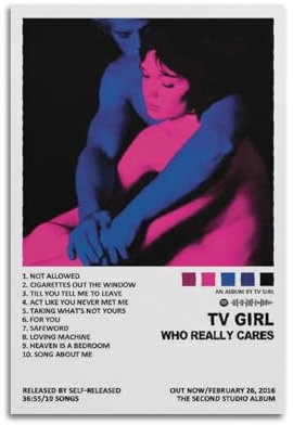 Musikalbum-Poster, Motiv: TV Girl Who Really Cares, Leinwand-Kunstdruck, Pop-Musik, Wohnzimmer, Zuhause, dekorative Kunst, 30 x 45 cm, ungerahmt, Stil 1
