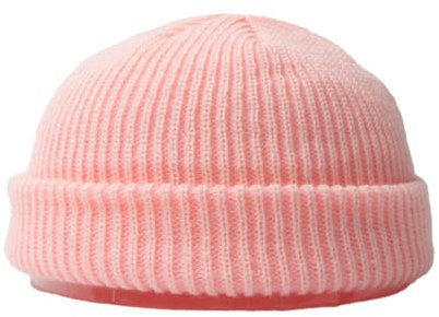 BrightGlow Bonnet d'hiver pour homme et femme - Bonnet de trawler - Bonnet de ski - Bord roulé - Court - Avec poignets en tricot - Bonnet de ski en acrylique, Rose, taille unique
