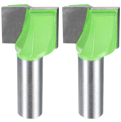 sourcing map 2pcs Bottom Cleaning Router Bits 1/2 Shank Carbide Tipped Spoilboard Surfacing Planing CNC Mortising Bit for Slab Flattening Woodworking, 1-1/16 (27mm) Dia 25/32 (20mm) Depth
