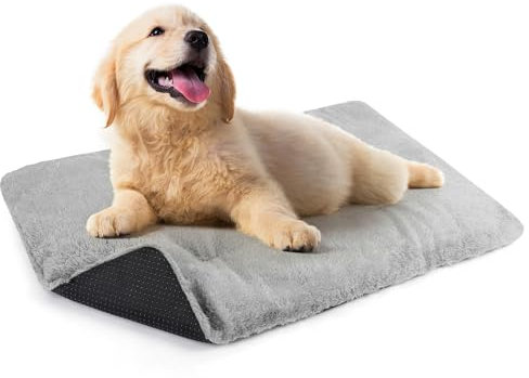 Kaket Dog Bed Mat 45 * 70cm Pet Self Heating Pad, Small Washable Dog Crate Mattress, Anti Slip Pet Thermal Mat, Soft Warm Pet Heated mat for Dog Cat (Grey, M)