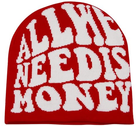 YAMEIZE Beanie Mütze Herren Damen Buchstabendruck Mütze Slouchy Skull Cap Winter Knit Mütze Hip Hop Fashion Beanie