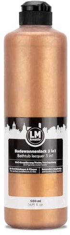LM-Kreativ Peinture 3 en 1 pour baignoire 2K 500 ml – Bronze – Peinture pour carrelage et carrelage pour salle de bain, baignoires, receveurs de douche, carrelage et lavabos – Haut pouvoir couvrant,