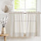 Vangao Leinenoptik Scheibengardinen Beige Küche Modern Gardinen Kurz Bistrogardine 2er Set 65Bx115Hcm mit Stangendurchzug Landhausstil Natur Halbtransparente Vorhänge Kurz Küchengardinen für Wohnwagen