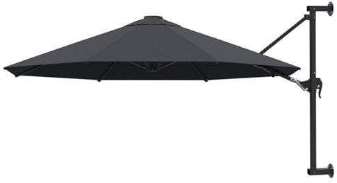 Juroupi Wall-Mounted Parasol with Metal Pole 300 cm Anthracite,Wall-Mounted Parasol,Outdoor Garden Wall-Mounted Parasol-44865