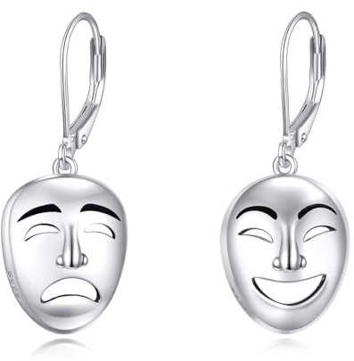 AXELUNA Theater Ohrringe 925 Sterling Silber Komödie Tragödie Masken Ohrringe Tropfen Theaterschmuck Geschenke für Frauen Mom