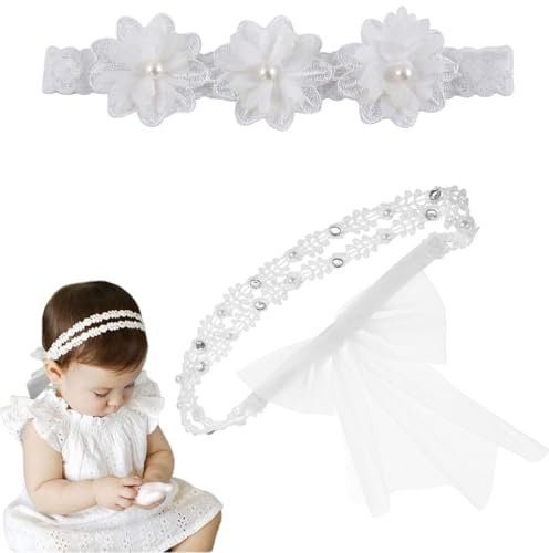 COYUN 2pcs fascia per bambini, Fasce Per Capelli Per Bambini In Pizzo, matrimonio bambini fascia per capelli fascia neonato, fascia pizzo chiffon moda fascia elastica capelli