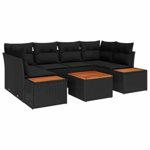 vidaXL Gartensofa-Set 6 STK. Schwarz Poly Rattan