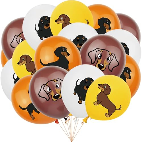 Koboko 16 Stk Dackel Luftballon Hund Geburtstag, Hundegeburtstag Deko Tier Luftballons, Dackel Deko Luftballon Tiere, Ballon Hunde Geburtstag Deko Kinder Party, Birthday Dog Ballons Haustier Partydeko