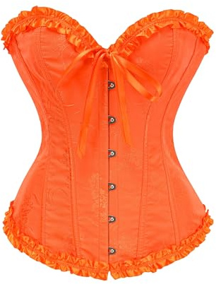 Vocole Sweetheart Corset Tops for Women, Boned Lace Up Overbust Bustier, Gothic Basque Plus Size Bridal Lingerie
