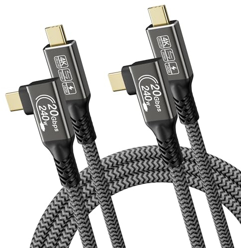 CAKOBLE Cable usb c to usb c 1m,[2-Pack 1m] USB 3.2 Gen2 data transfer cable type c,20 Gbps 240w,4K@144Hz usb c video cable For iPhone 16 MacBook Pro,Samsung Galaxy 24,right angle usb c cable