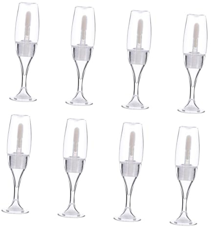 WEKADRIN Leere Lipgloss Fläschchen 8ml Becherförmig Transparent Nachfüllbare Kosmetikbehälter mit Lipgloss Pinsel Reise und Proben Satz