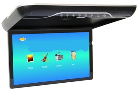 Monitor da tetto for auto 19 pollici con schermo LCD 1080P, riproduzione video multimediale, TV soffitto, display MP5, trasmettitore IR/FM integrato(Black)