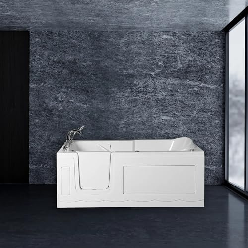 Firenze - Bañera para personas mayores (170 x 75 cm, con puerta izquierda, función de jacuzzi, chorros de masaje, ayuda de entrada, bañera acrílica)