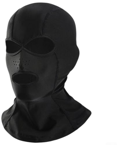 Maschera per nuoto e immersioni, con fori per gli occhi ingranditi, per chi indossa occhiali, protezione solare UPF 50+, copricapo per snorkeling, per uomini e donne, nero (nero)